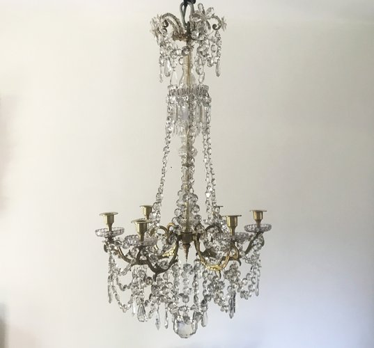 Baccarat large gilded antique crystal chandelier from France Baccarat large gilded antique crystal chandelier from France