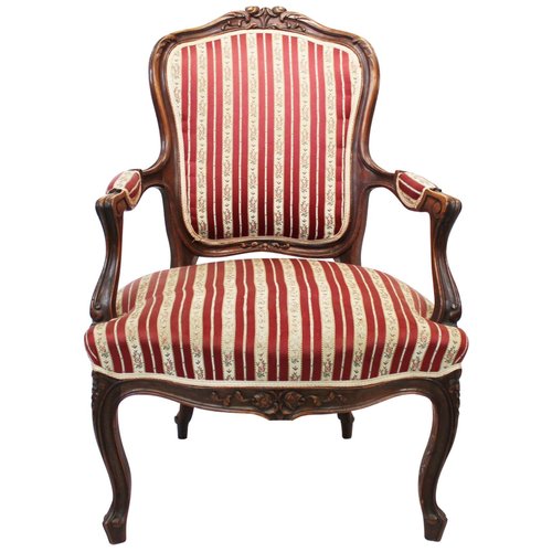 Rococo Armchair of Polished Wood with Carvings 1890s for sale at