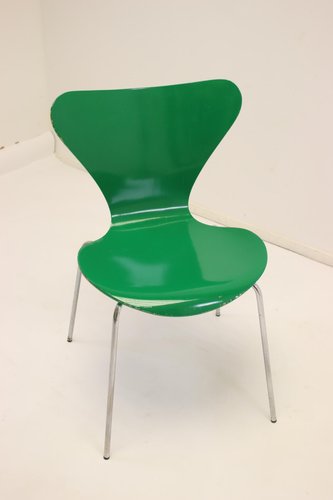 Green Model 3107 Dining Chair Arne Jacobsen for Fritz Hansen, 1979 for sale at Pamono