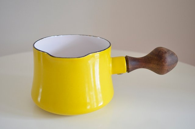 Vintage MCM Dansk Kobenstyle Yellow Enamel Casserole Cooking Pot