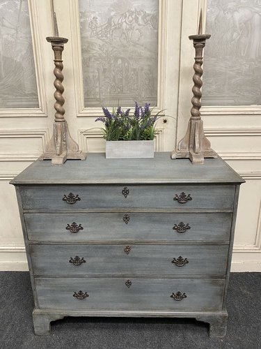 Georgian English Oak Blue Gray Color Wash Chest Of Drawers For Sale At Pamono