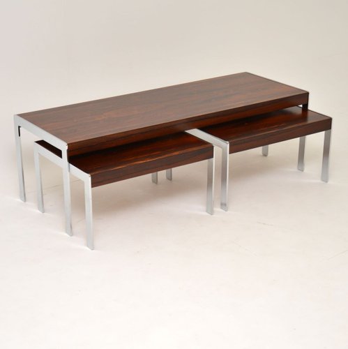 Rosewood Chrome Nesting Coffee Tables From Merrow Associates 1960s Set Of 3 Bei Pamono Kaufen - Chrome Nesting Coffee Tables Rosewood Chrome Nesting Coffee Tables From Merrow Associates 1960s Set Of 3 Bei Pamono Kaufen - Chrome Nesting Coffee Tables