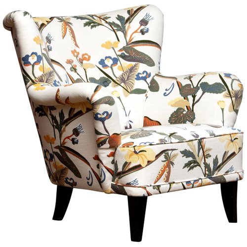 Floral Print Model Lalla Lounge Chair By Ilmari Lappalainen For Asko 1950s For Sale At Pamono