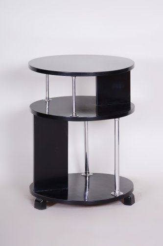 Beech Round Side Table 1930s, Black Gloss Side Table Next