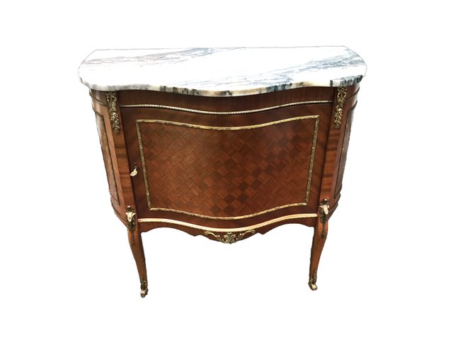 French Rosewood Marble Top Buffet Cabinet With Gilded Bronze And Parquetry 1940s For Sale At Pamono