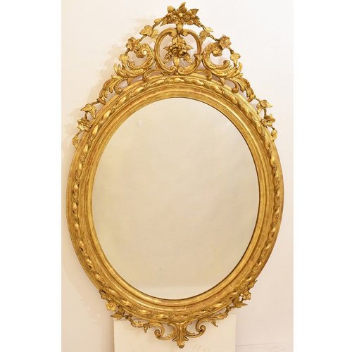 Specchio da parete di forma ovale in color oro 90x55 BESSON 