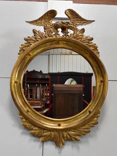 Antique Empire Golden Wood Round Mirror For At Pamono Antique Empire Golden Wood Round Mirror, Round Mirror Antique Gold