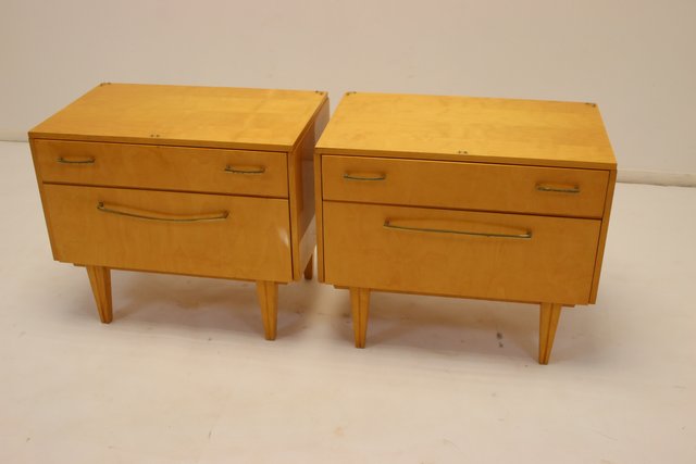 Vintage Nachttische Mit Schublade Und Klappe 1966 2er Set Bei Pamono Kaufen