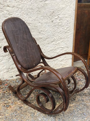 Brown Leather Rocking Chair 1950s For Sale At Pamono