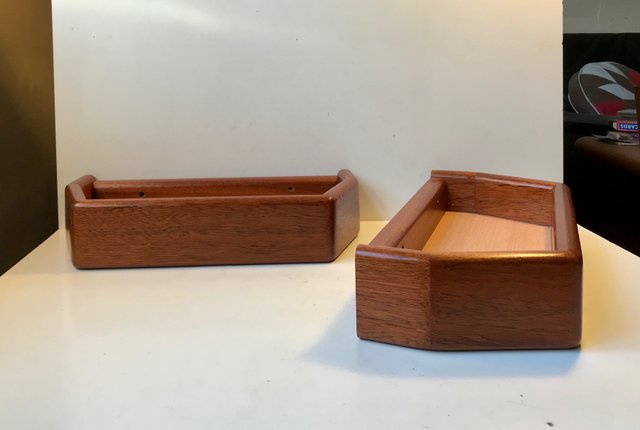 Vintage Danish Teak Wall Mounted Nightstands 1970s Set Of 2 For Sale At Pamono