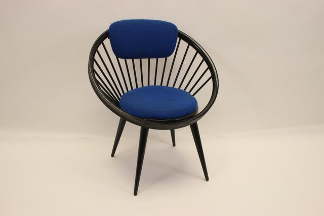 Vintage Black Circle Chair by Yngve Ekstrom for Swedese Meubel, for sale Pamono