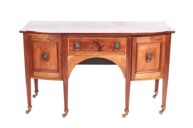 Edwardianisches Breakfront Sideboard aus Mahagoni mit Intarsien bei