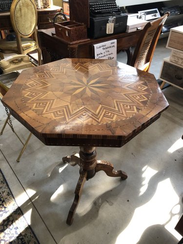 Antique Octagonal Inlaid Wood Coffee, Antique Wooden Coffee Tables