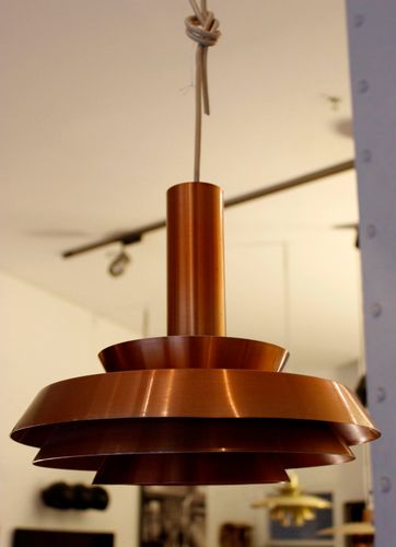 Kupfer Hängelampe von Johannes Hammerborg für Fog and Mørup, 1963 bei