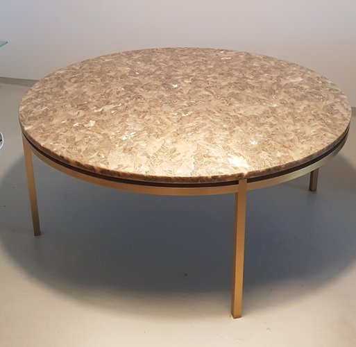 Marble Top Coffee Table 1960s, Brass Marble Top Coffee Table