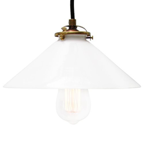 Mid Century French Opaline Glass and Brass Pendant Lamp Mid Century French Opaline Glass and Brass Pendant Lamp