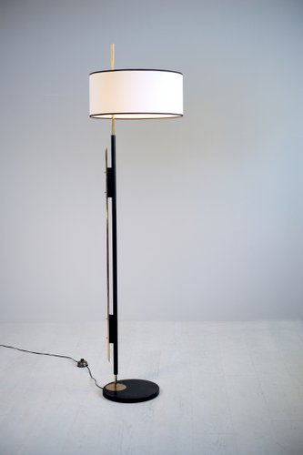 French Metal and Gilded Brass Floor Lamp from Arlus, 1950s French Metal and Gilded Brass Floor Lamp from Arlus, 1950s