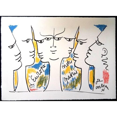Jean Cocteau - Jean Monnet's Vision - Original Lithograph