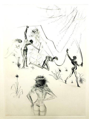 Salvador Dali - Venus in Pelzen - Original Briefstich mit