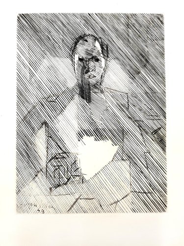 希少図録 Jacques Villon and His Cubist Print Jacques Villon - Cubist Man - Original Etching 1949 for sale at Pamono