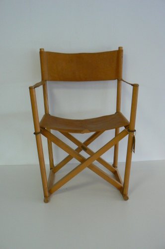 Model MK16 Leather Folding Chair by Mogens Koch for Interna for