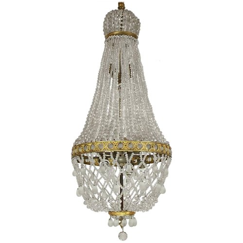 French Empire Style Cut Crystal Tent, Chandelier French Empire
