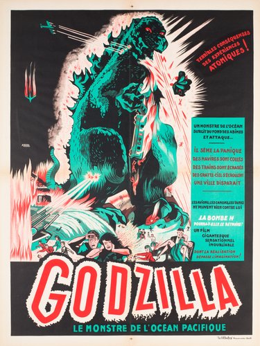 Vintage French Godzilla Film Movie Poster by A. Poucel, 1954 for
