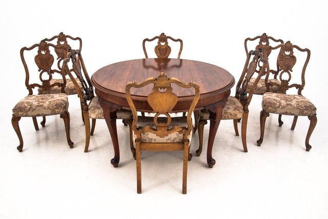 Antique Dining Table Chairs Set 1920s Set Of 9 For Sale At Pamono
