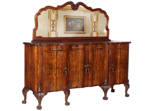 Antique Baroque Style Mirrored Chippendale Sideboard from Testolini Salviati