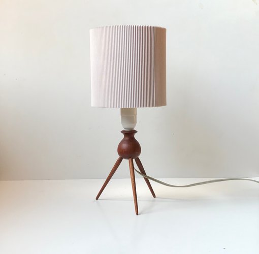 Mid Century Teak Tripod Table Lamp By, Small Tripod Table Lamp