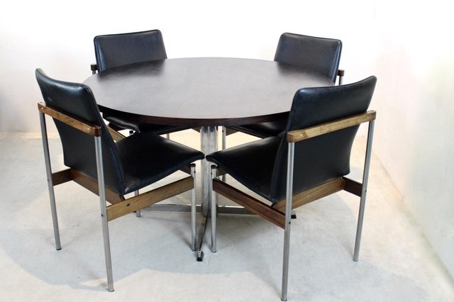 Rosewood Dining Set With Round Table Thereca Chairs By Cees Braakman Fristho Of 5 For At Pamono - Round Rosewood Dining Table And Chairs Rosewood Dining Set With Round Table Thereca Chairs By Cees Braakman Fristho Of 5 For At Pamono - Round Rosewood Dining Table And Chairs