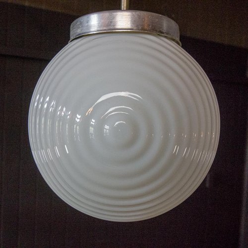 Art Deco Style White Milk Glass Globe, Art Deco Milk Glass Light Fixtures
