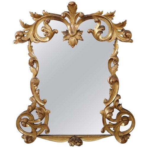 Vintage Wall Oval Mirror wood ornate Frame Gold Gilt Bronze Baroque solid frame Belgium Mirror