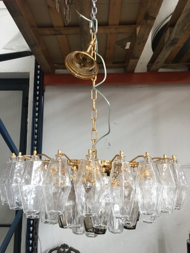 Italian Modern Chandelier in Transparent Murano Glass Italian Modern Chandelier in Transparent Murano Glass