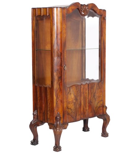 Vetrina Porta Gioielli In Legno MOOCA Con Coperchio In Vetro Temperato E Inserto In Velluto - Colore Caffè