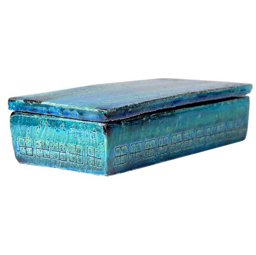 Bitossi ビトッシ Rimini Blu リミニブルー #76 Box 箱 Rimini Blue and Green Bitossi Ceramic Lidded Box, 1960s for sale