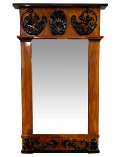 Empire Wall Mirror In Bright Mahogany Carved Decor South Germany 1810s For Sale At Pamono