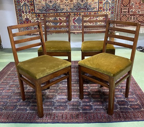 Mahogany Dining Chairs 1930s Set Of 4, Mahogany Dining Table Upholstered Chairs