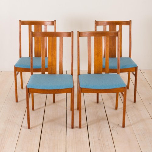 Mid Century Danish Teak Blue Wool Dining Chairs In The Style Of Folke Ohlsson For Dux 1970s Set Of 4 For Sale At Pamono Mid Century Danish Teak Blue Wool Dining Chairs In The Style Of Folke Ohlsson For Dux 1970s Set Of 4 For Sale At Pamono