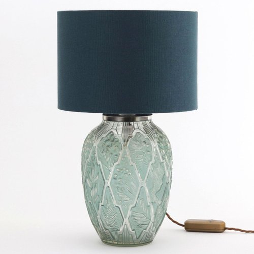 Art Deco Blue Green Glass Vase Table, Glass Vase Table Lamp