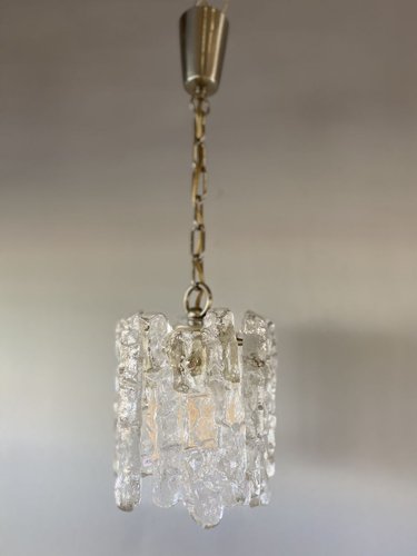 Beautiful Mid Century Kalmar Ice Glass Chandelier Beautiful Mid Century Kalmar Ice Glass Chandelier