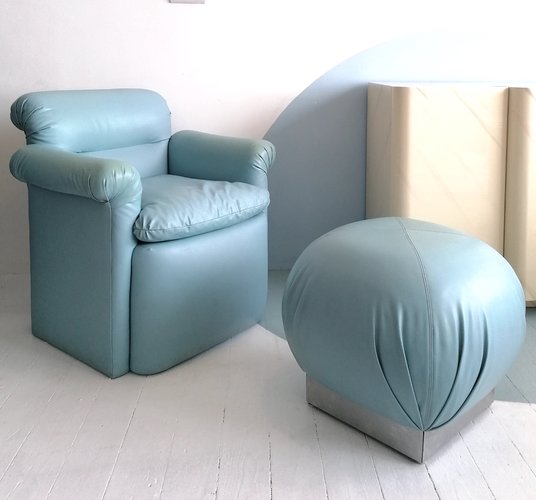 baby blue armchair