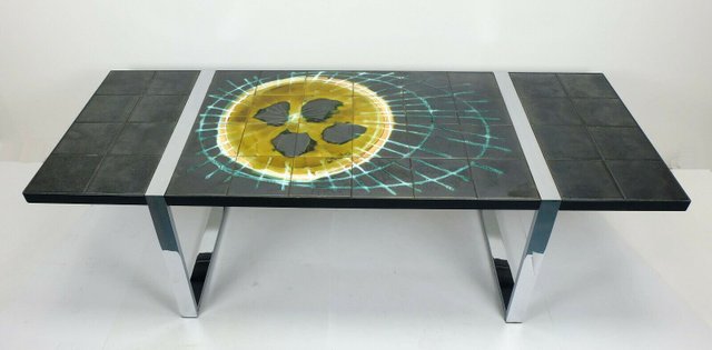 Tile Abstract Decor Chrome Frame Coffee Table By Juliette Belarti For 1960s At Pamono - 60s Tiled Coffee Table Tile Abstract Decor Chrome Frame Coffee Table By Juliette Belarti For 1960s At Pamono - 60s Tiled Coffee Table