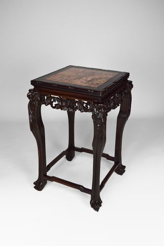 19th Century Asian High Side Table Carved With Dragons And Flowers For Sale At Pamono