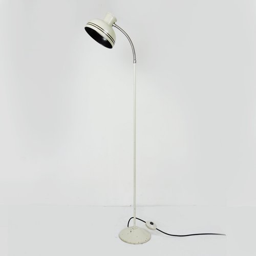 Vintage Lacquered Cream Adjustable, Black And White Striped Floor Lamp