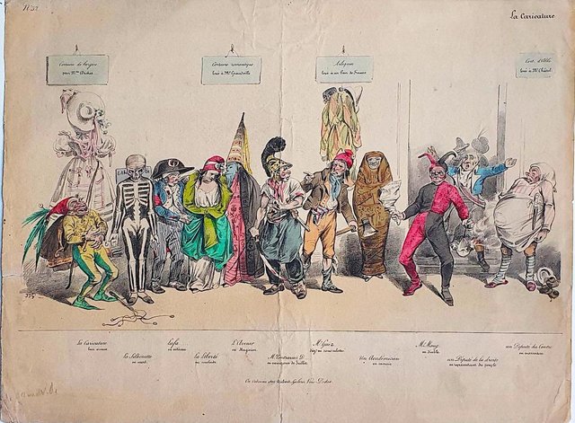 Le Caricature - Hand-Colored Lithografie von Jean-Jacques