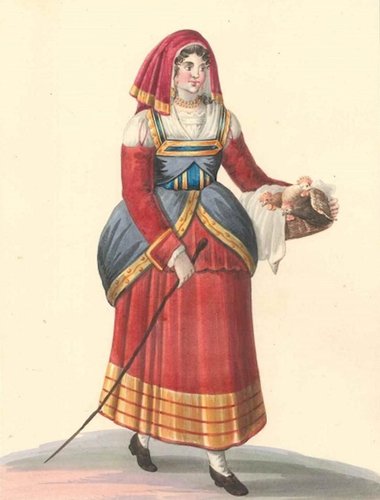Italienische Frau Mit Huhnern Aquarell Von M De Vito Ca 1820 1820 Ca Bei Pamono Kaufen