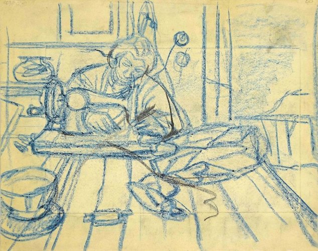 The Seamstress Original Pastel On Paper By European Master 1900 Mid 20th Century Bei Pamono Kaufen