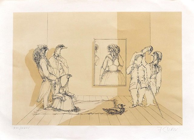Fabrizio Clerici, Museum, Litografia, metà XX secolo in vendita su