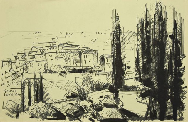 Landscape Black Marking Pen Drawing By G Laurieu 1954 1954 For Sale At Pamono